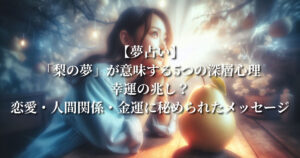 【夢占い】「梨の夢」が意味する5つの深層心理：幸運の兆し？恋愛・人間関係・金運に秘められたメッセージとは